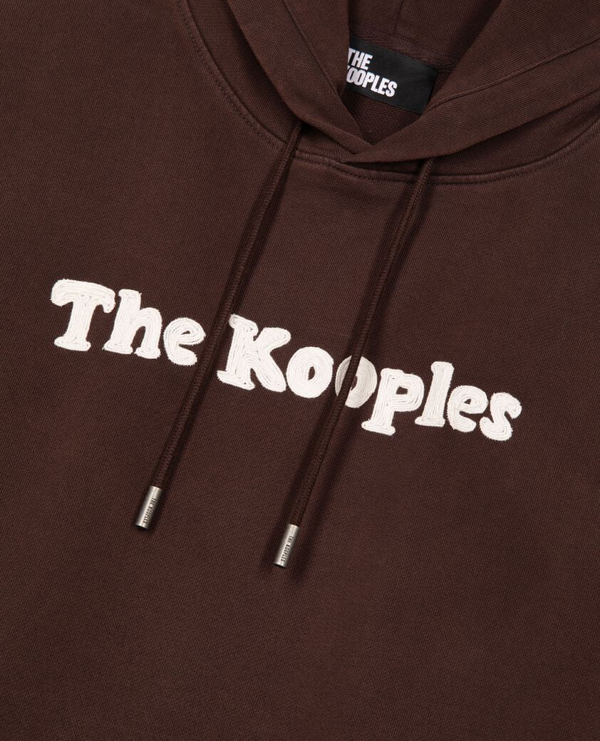 The Kooples HOMME BROWN sweatshirt à capuche avec broderie marron