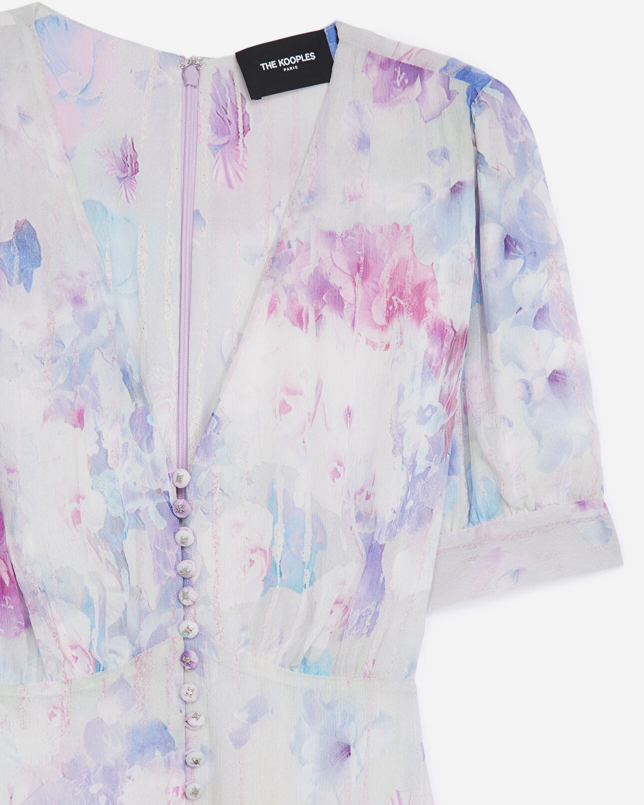 The Kooples FEMME WHITE / LAVENDER robe longue à imprimé
