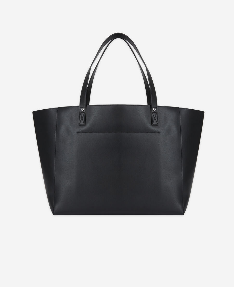 black leather tote bag