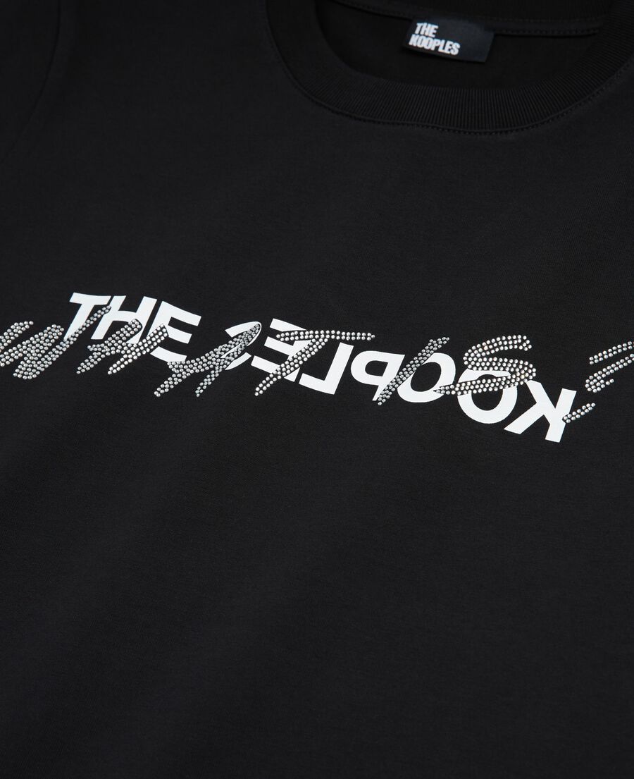 The Kooples DAMEN BLACK was ist t-shirt mit schwarzen strasssteinen