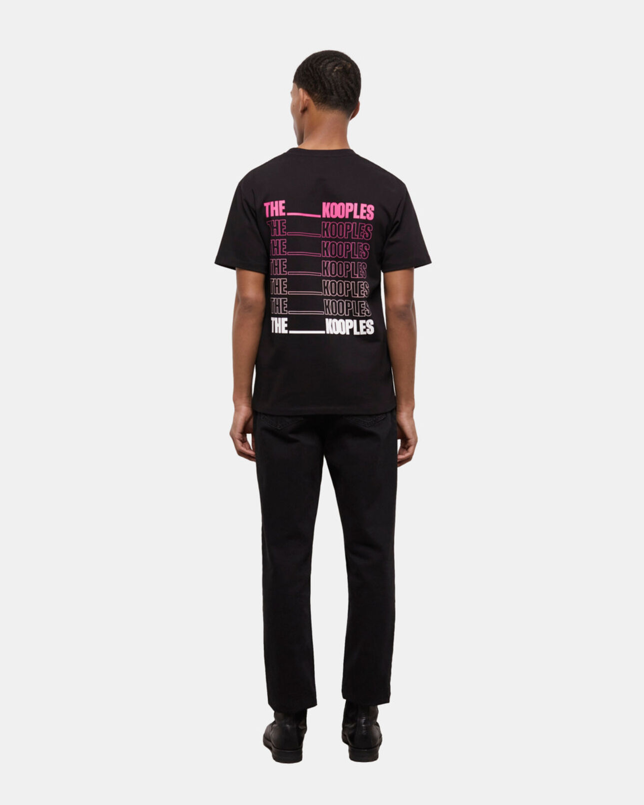 The Kooples MEN BLACK men's faded black t-shirt with screen print logo