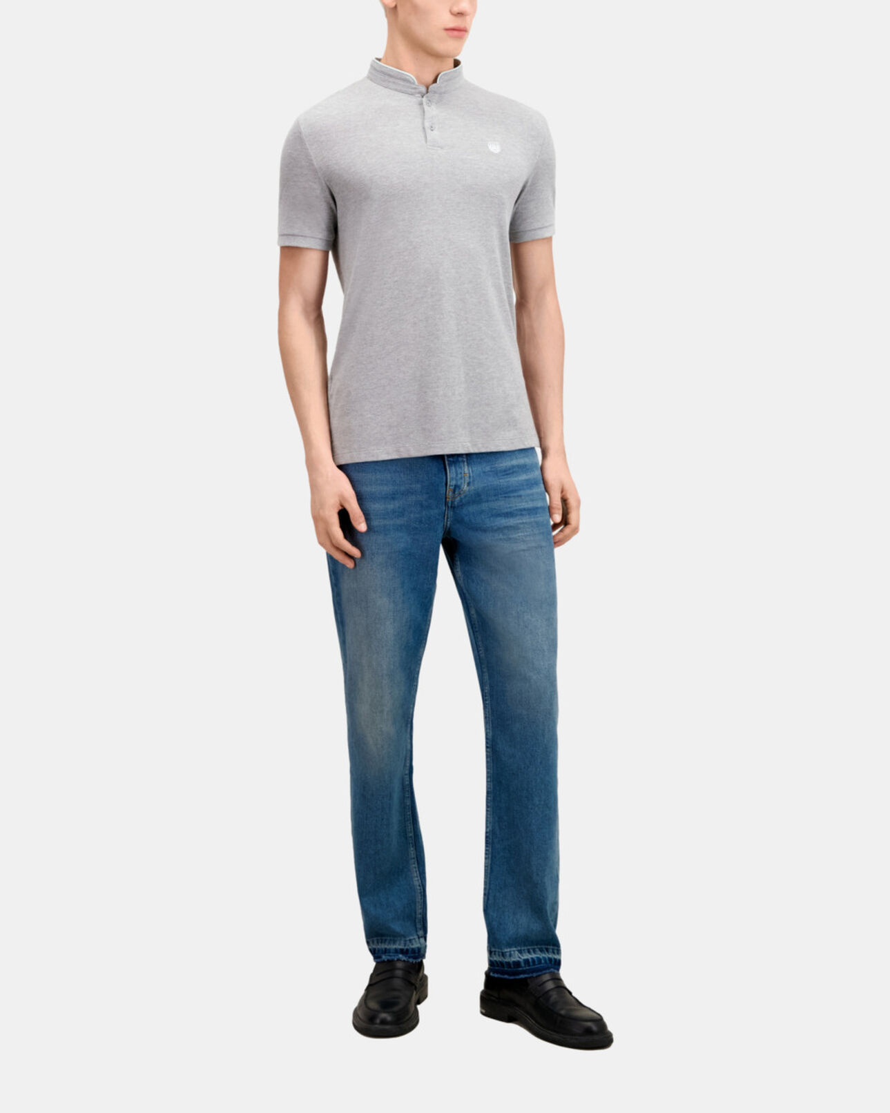 The Kooples MEN GREY / GREEN grey cotton polo t-shirt