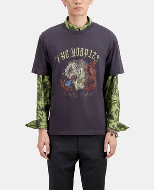 The Kooples H CARBONE carbon grey t-shirt with fire tiger screen print