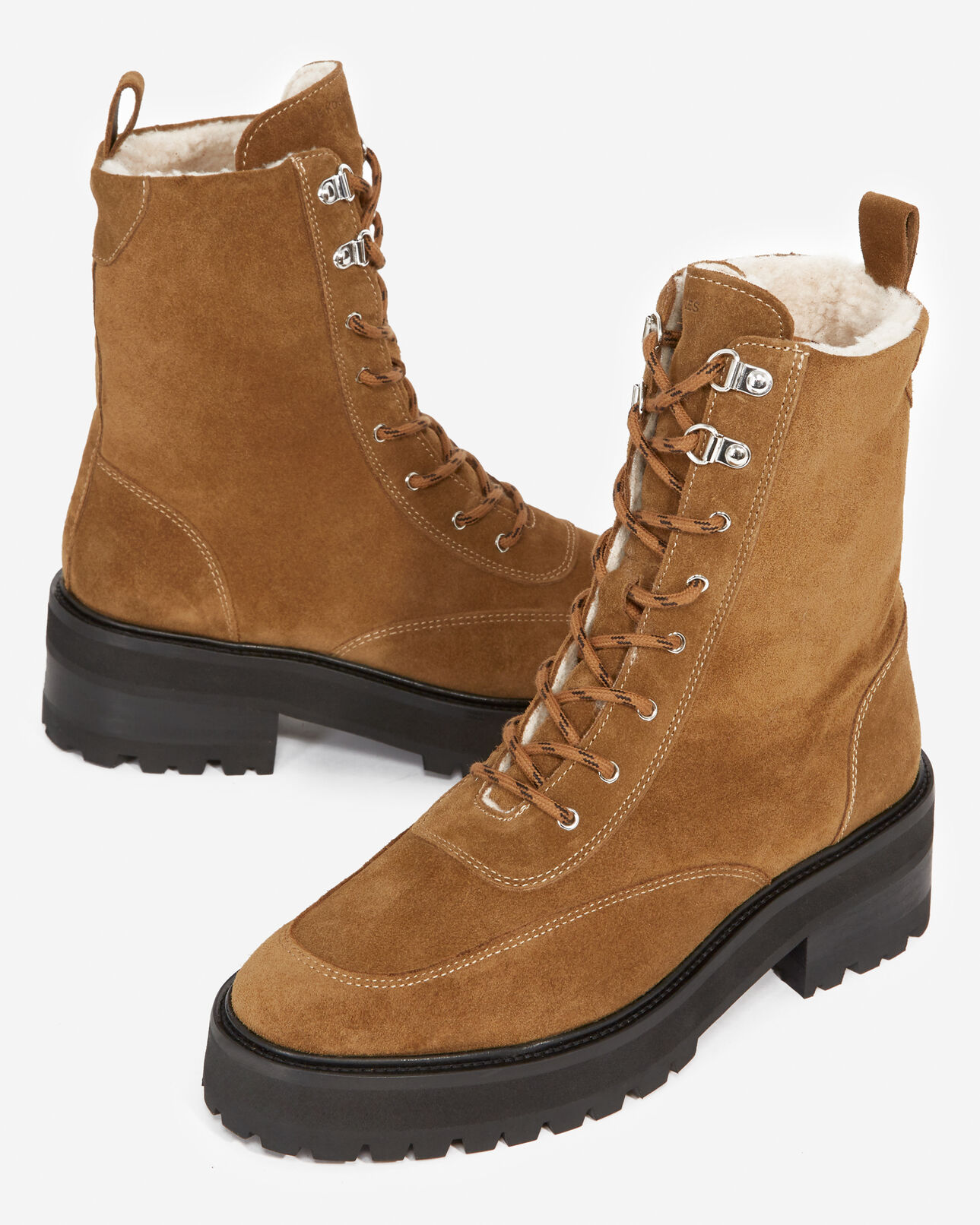 The Kooples MUJER CAMEL botines piel camel ante forrados