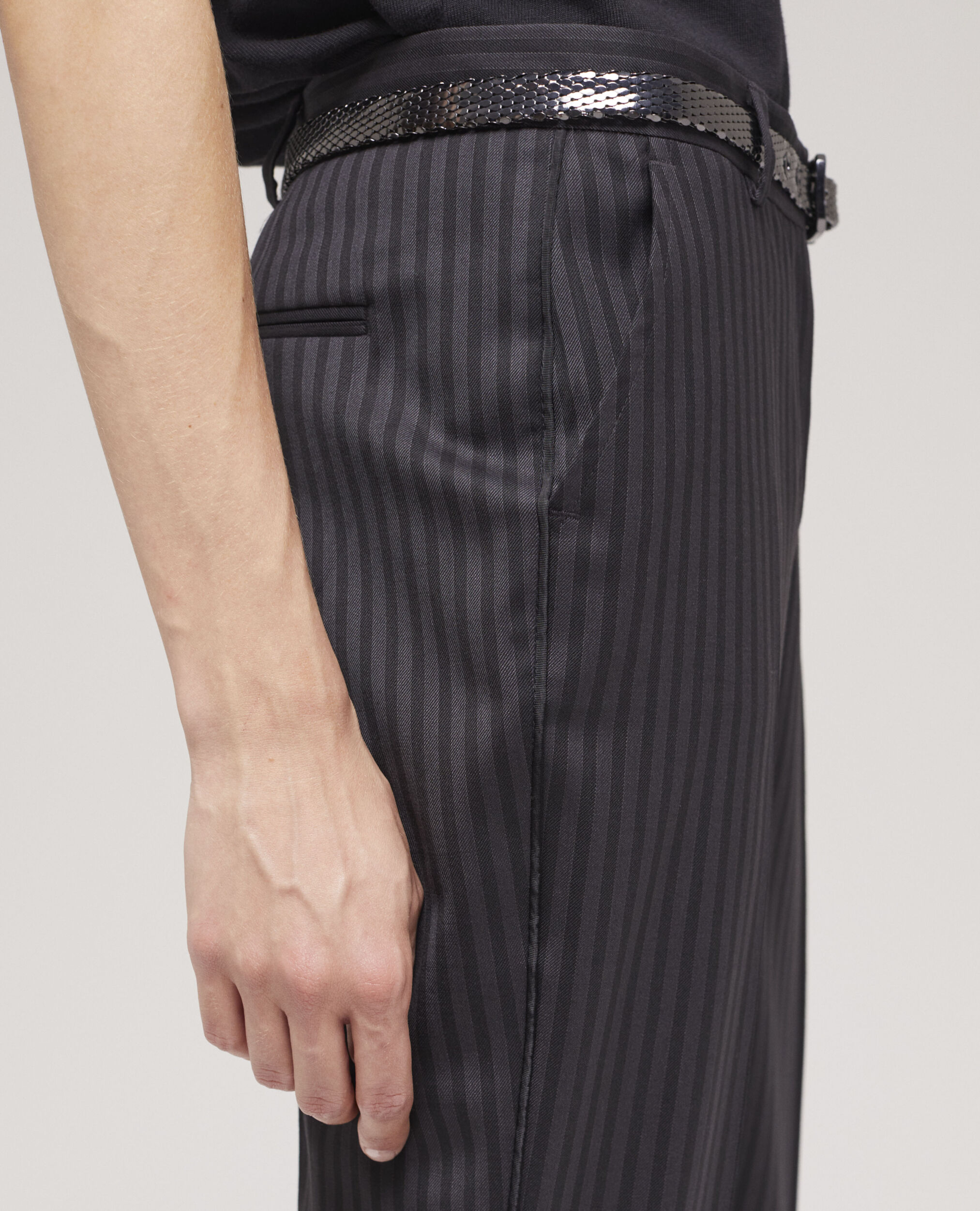 Pantalón traje lana rayas, BLACK GREY, hi-res image number null