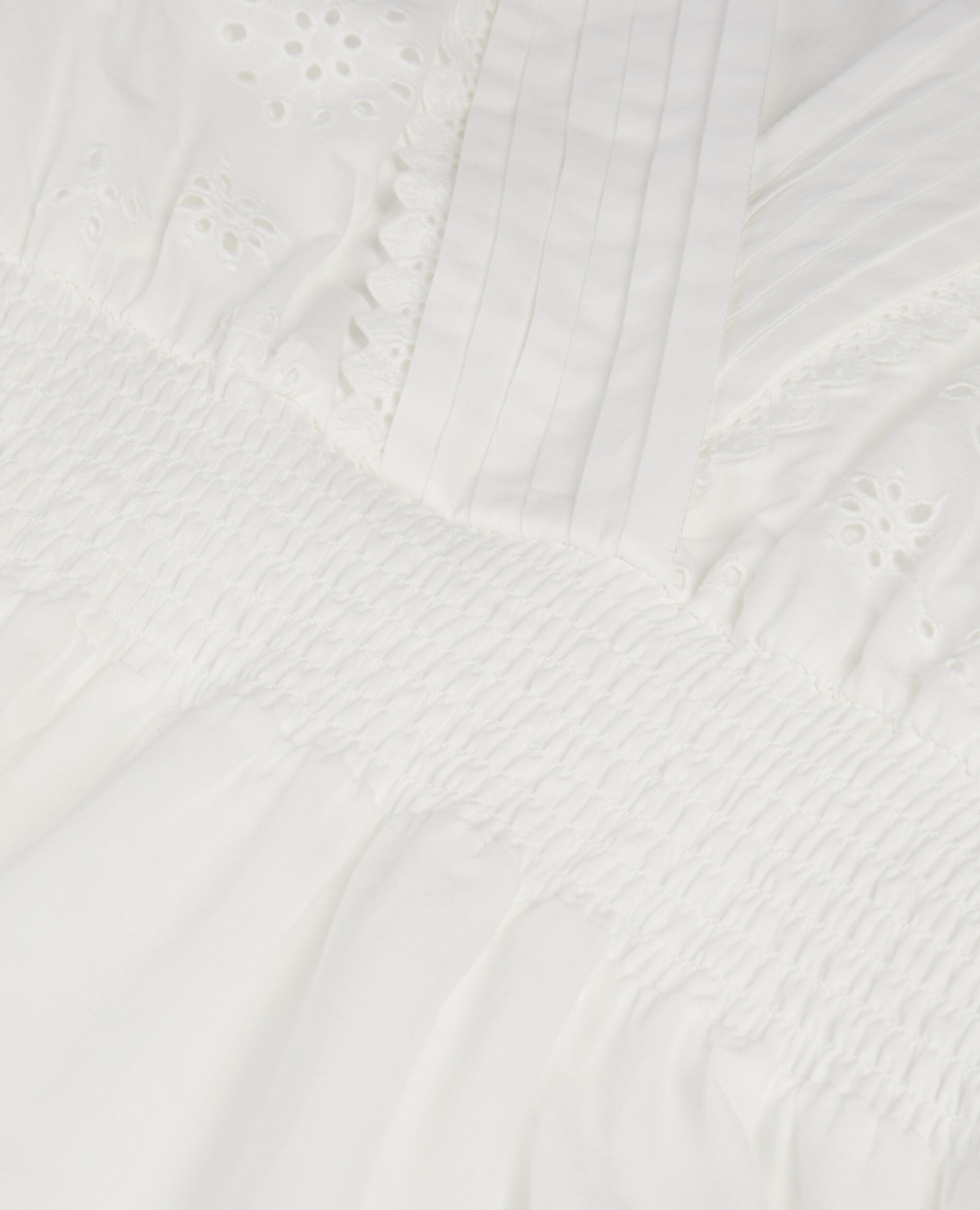 Robe courte blanche en broderie anglaise, WHITE, hi-res image number null