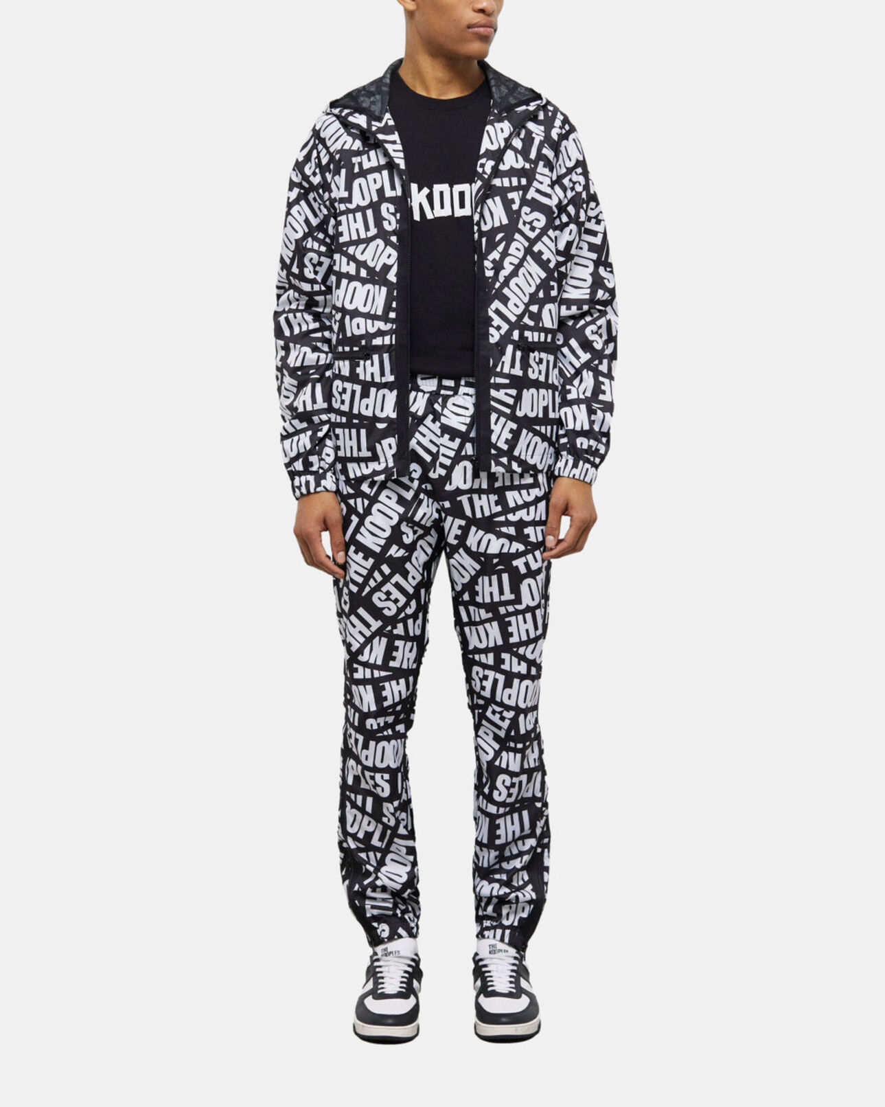 The Kooples MEN BLACK / WHITE windbreaker with tape logo