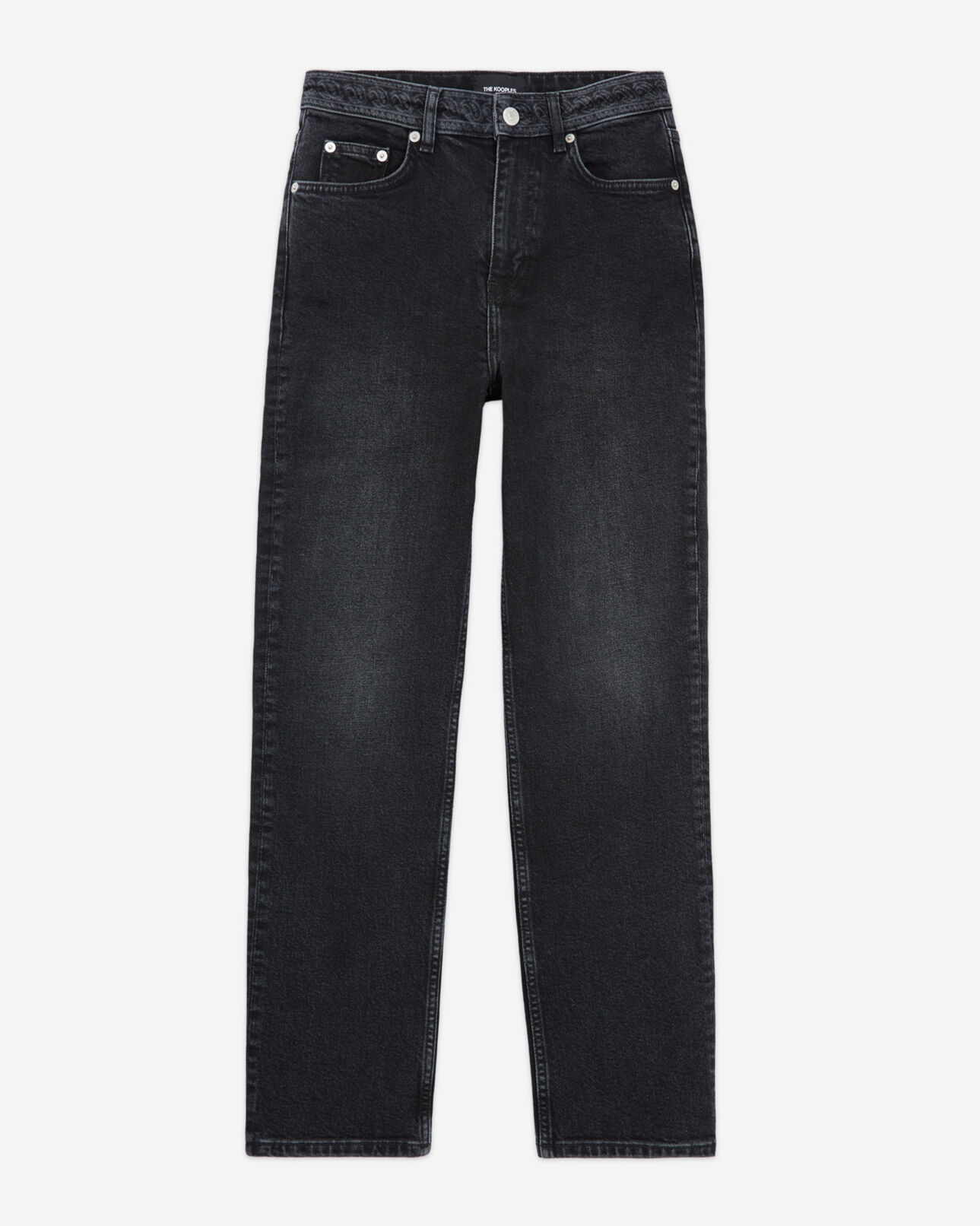 The Kooples DAMEN BLACK WASHED cropped-jeans gerade
