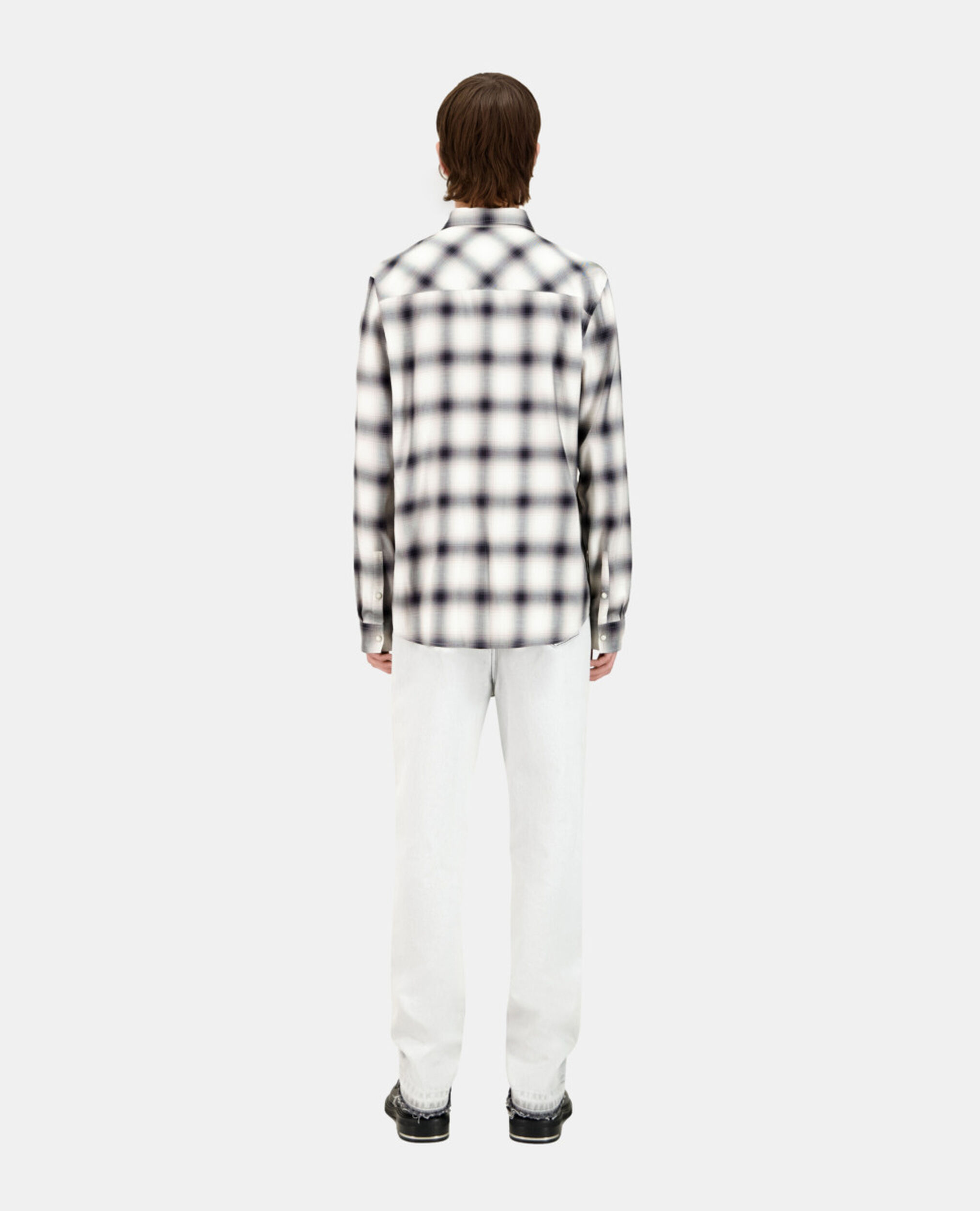 Checked shirt, BLACK GREY WHITE, hi-res image number null