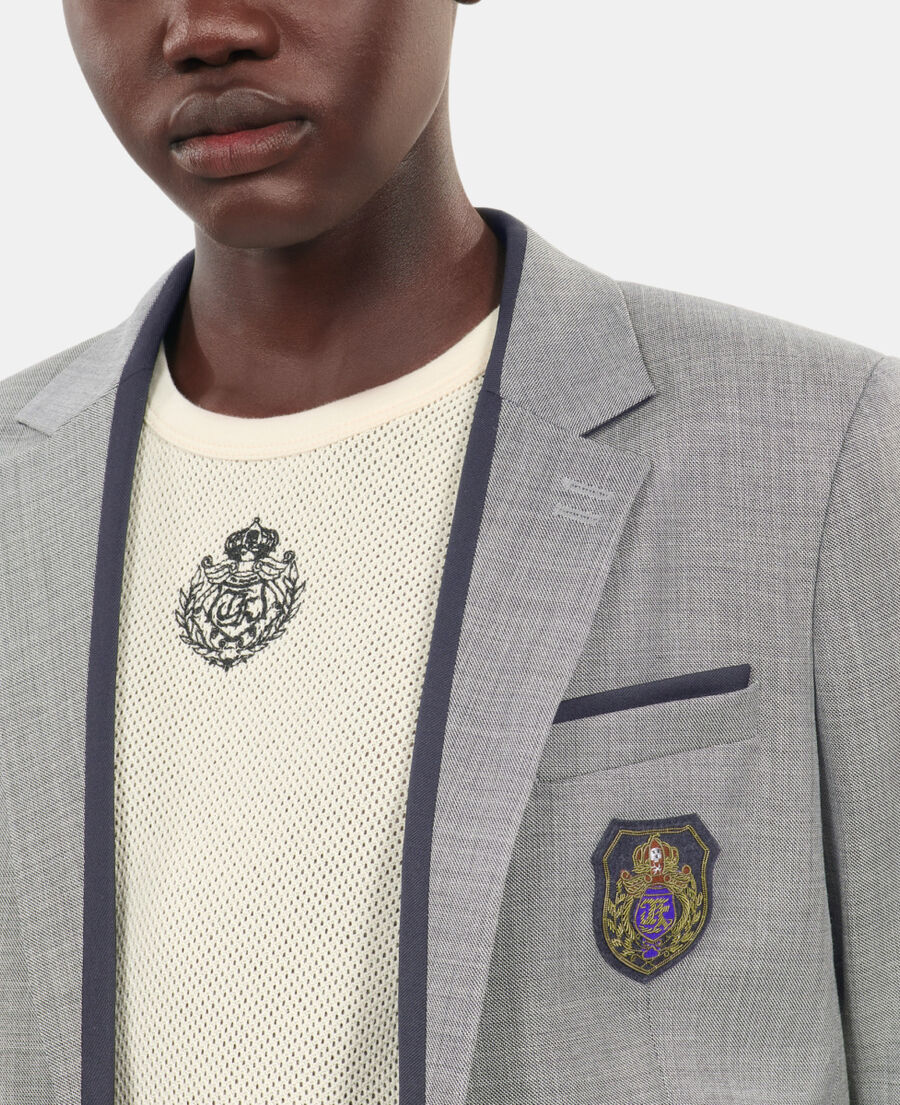 The Kooples F BEIGE MELANGE taupe wool suit jacket