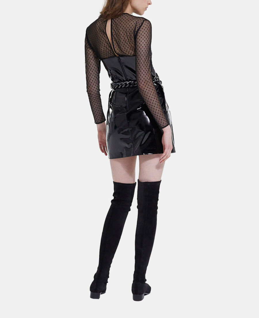 robe courte noire effet vinyle