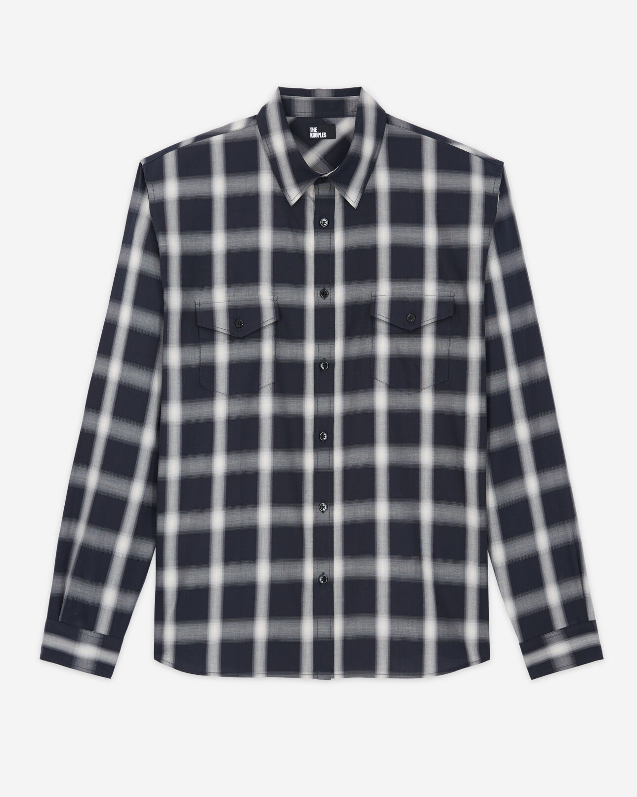 The Kooples HOMME NAVY ECRU chemise à carreaux et poches