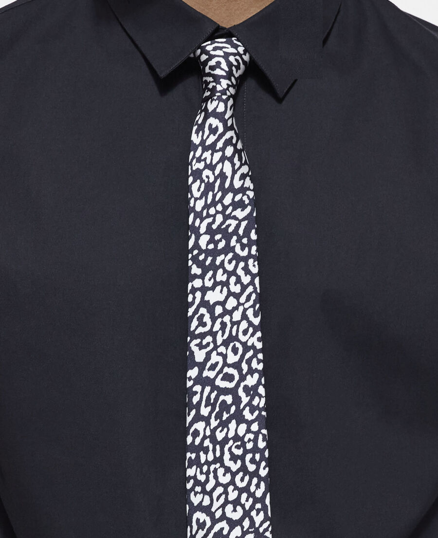 black silk tie with leopard print