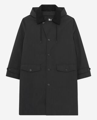 The Kooples HOMME BLACK parka &agrave; traitement d&eacute;perlant type trench &agrave; capuche noire