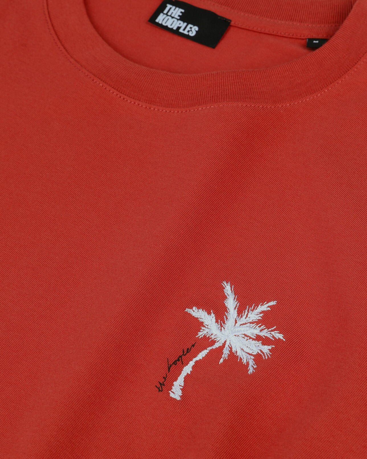 The Kooples MEN RED BRIQUE red t-shirt with palm tree embroidery