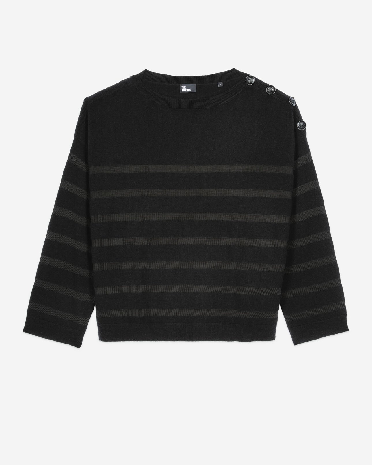 The Kooples FEMME BLACK pull en laine et cachemire à rayures