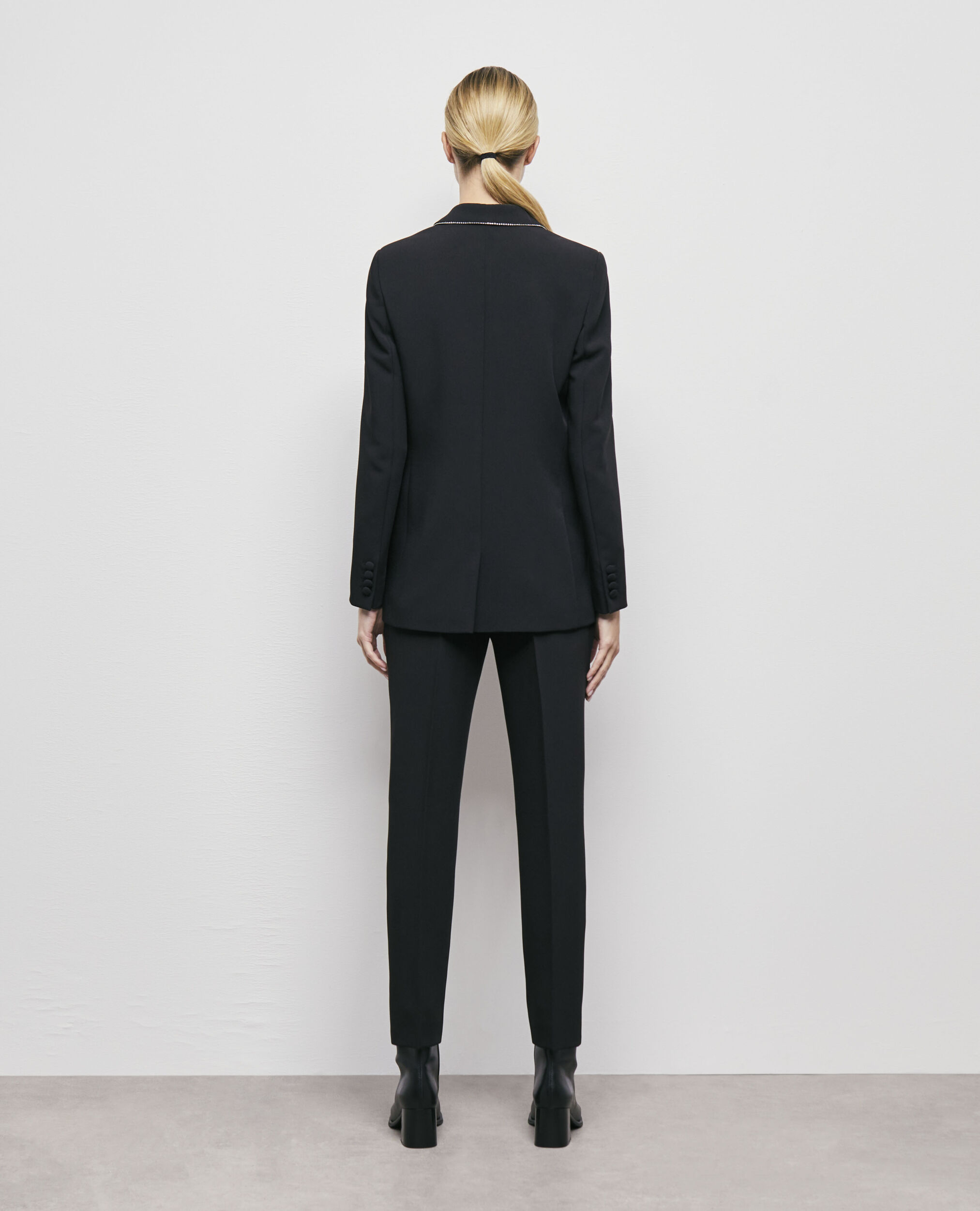 Black suit jacket with rhinestone details, BLACK, hi-res image number null