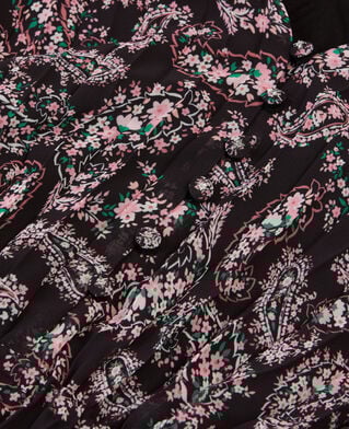 The Kooples FEMME BLACK / PINK robe longue plissée imprimée