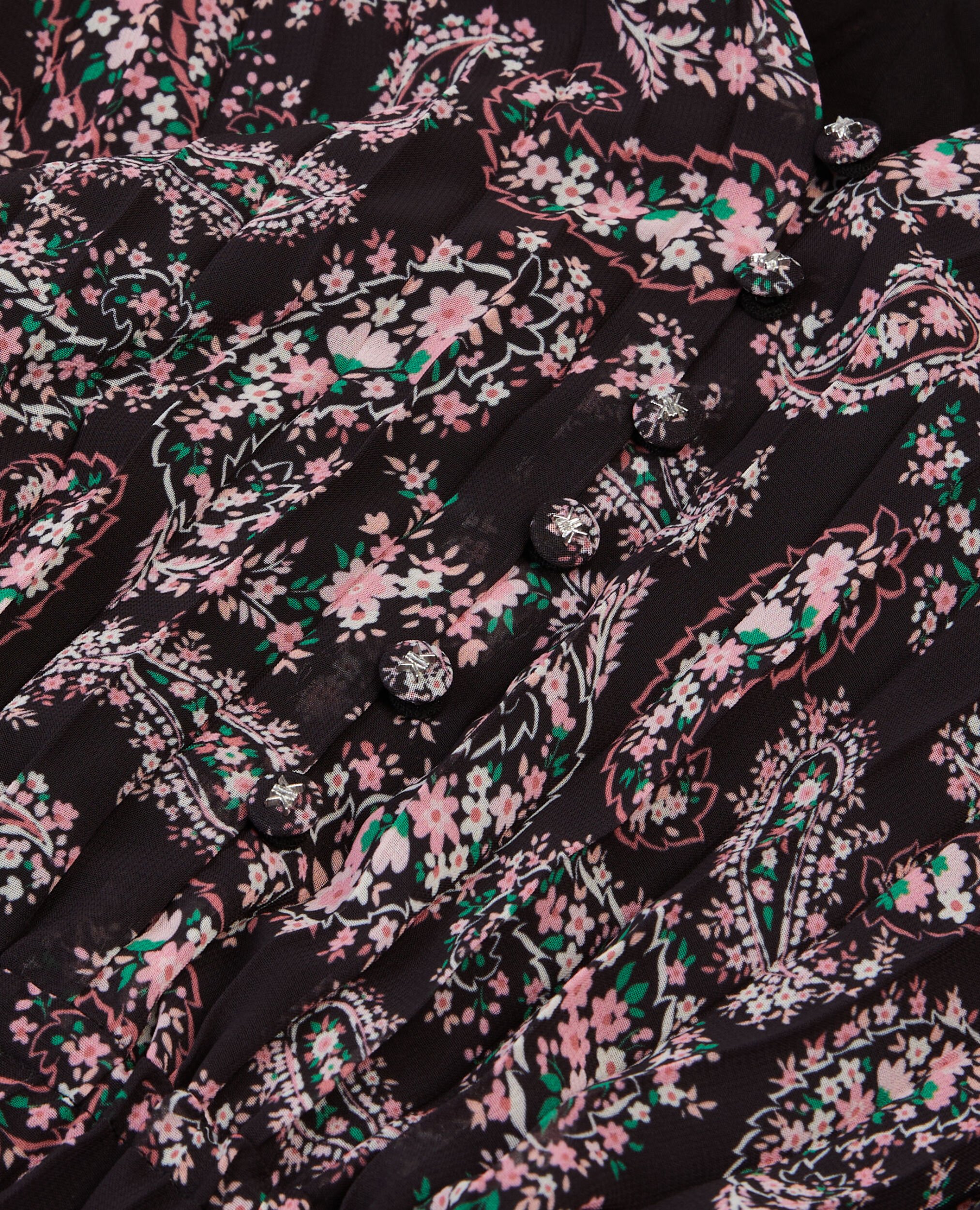 Robe longue plissée imprimée, BLACK / PINK, hi-res image number null