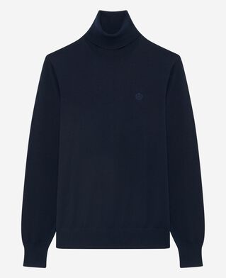 The Kooples MEN NAVY navy merino wool turtleneck sweater