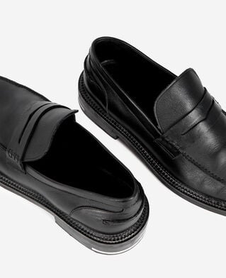 The Kooples MEN BLACK black leather penny loafers