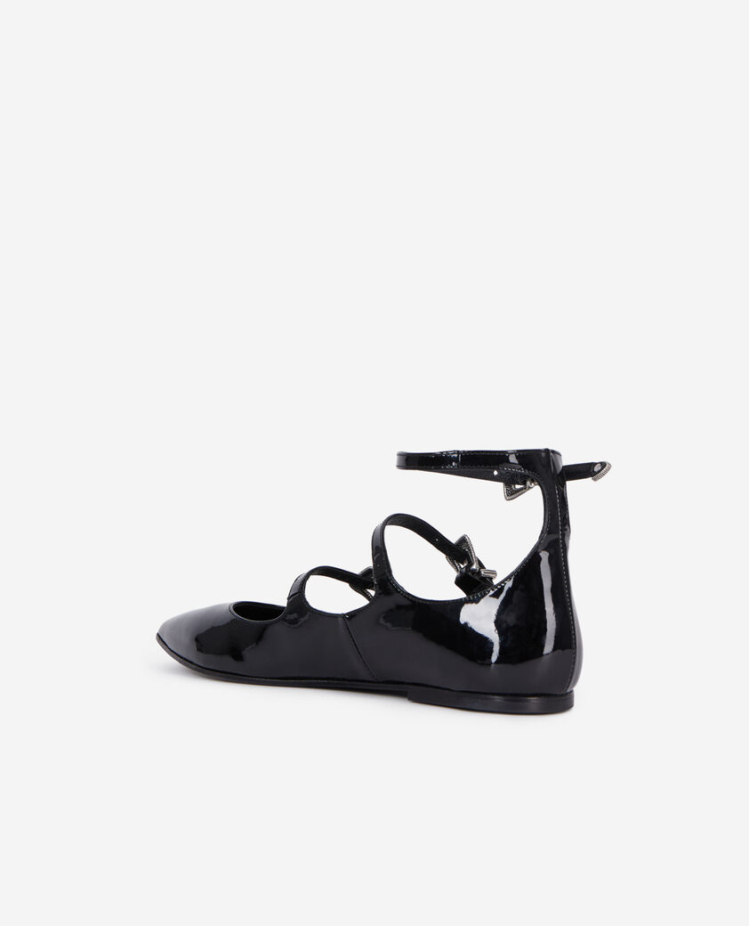 The Kooples WOMEN BLACK black leather ballerinas with western buckles