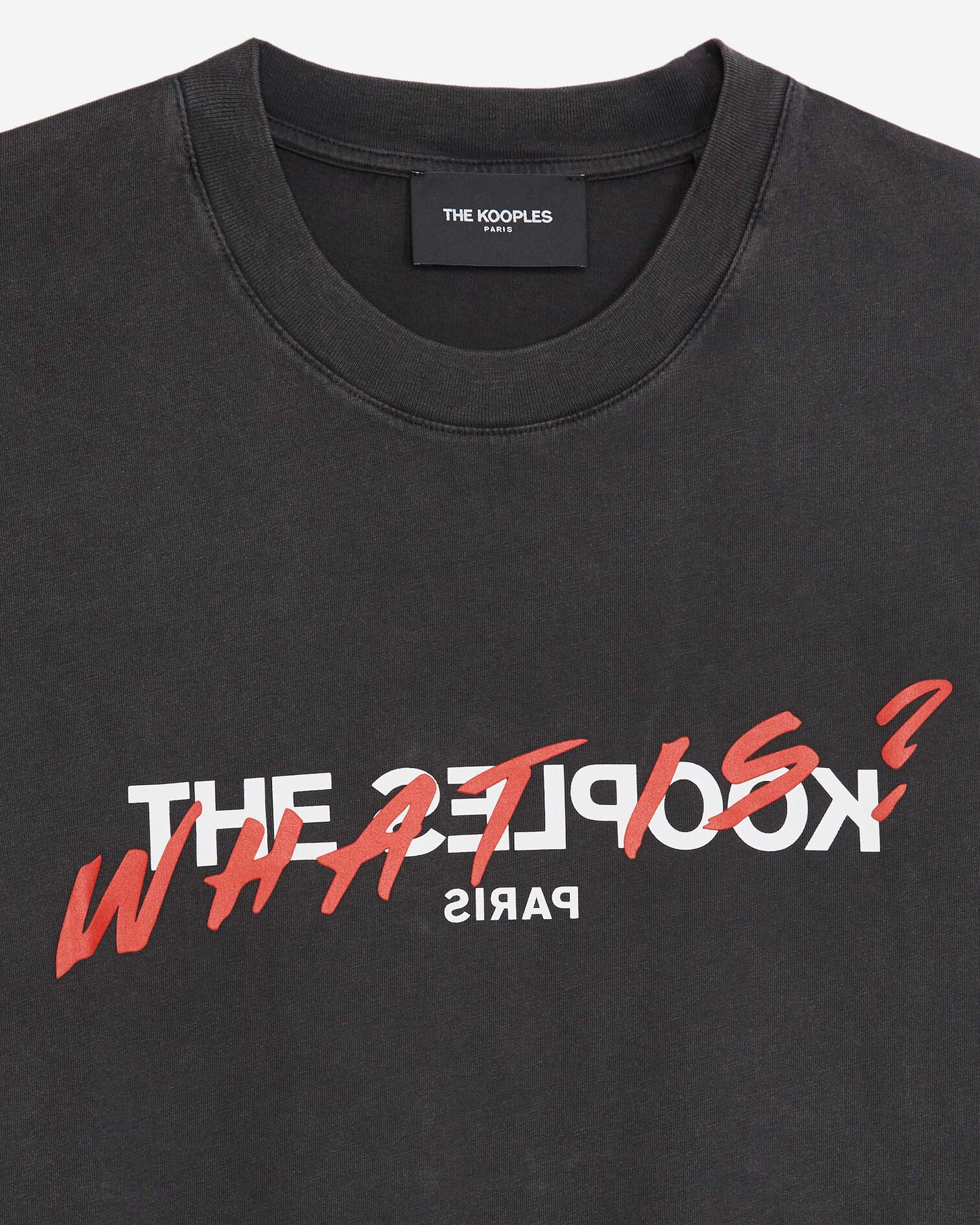 T-shirt noir coton imprimé What is, BLACK WASHED, hi-res image number null