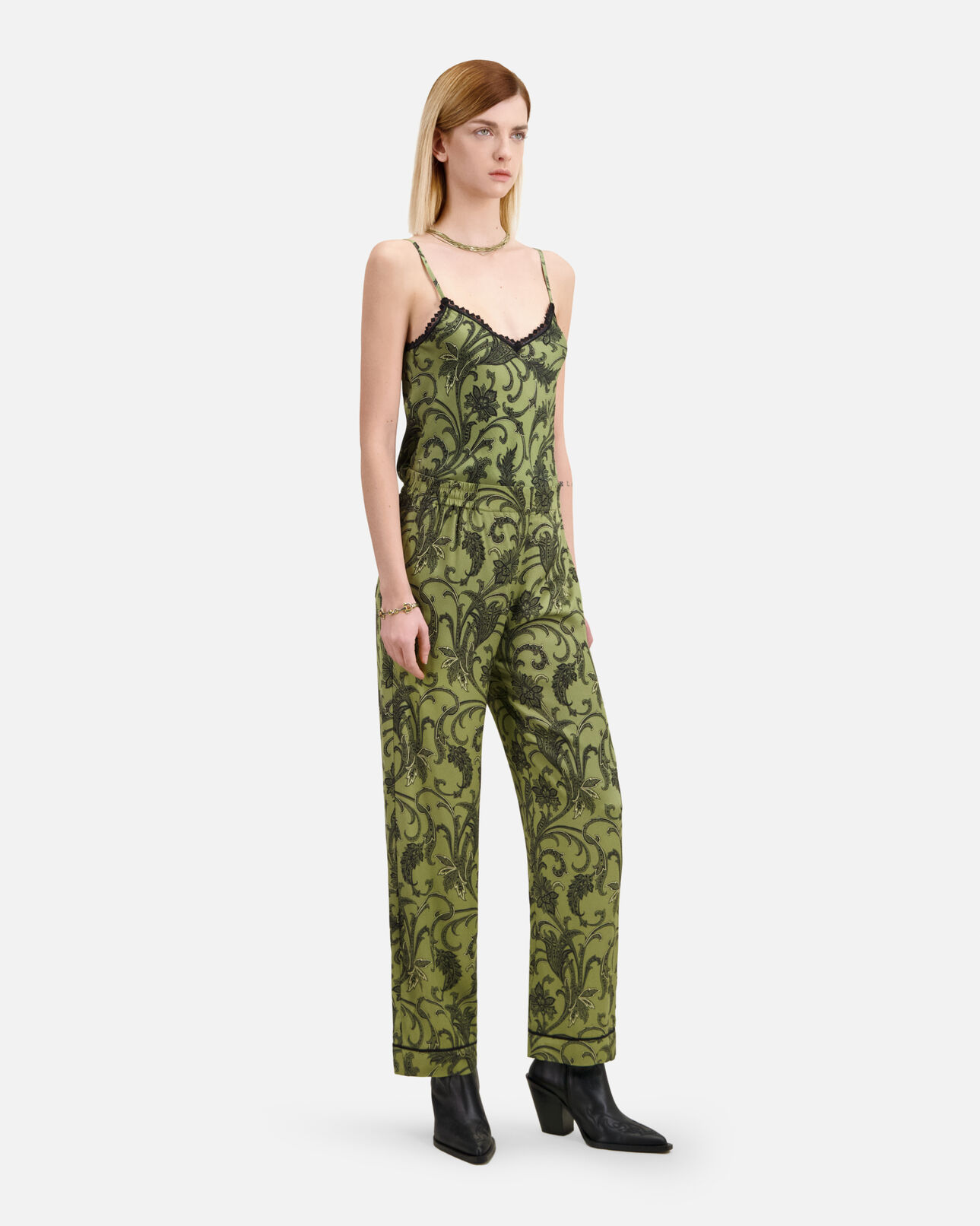 The Kooples WOMEN KAKI BLACK printed trousers