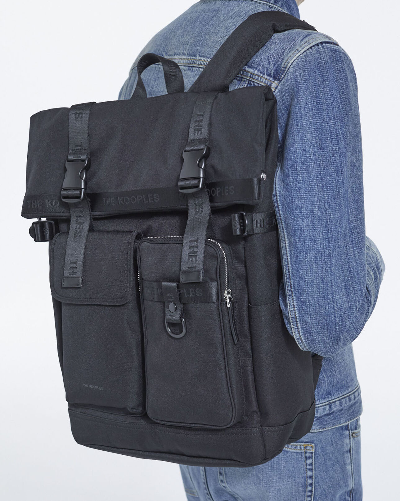 The Kooples HOMME BLACK sac à dos en tissu technique