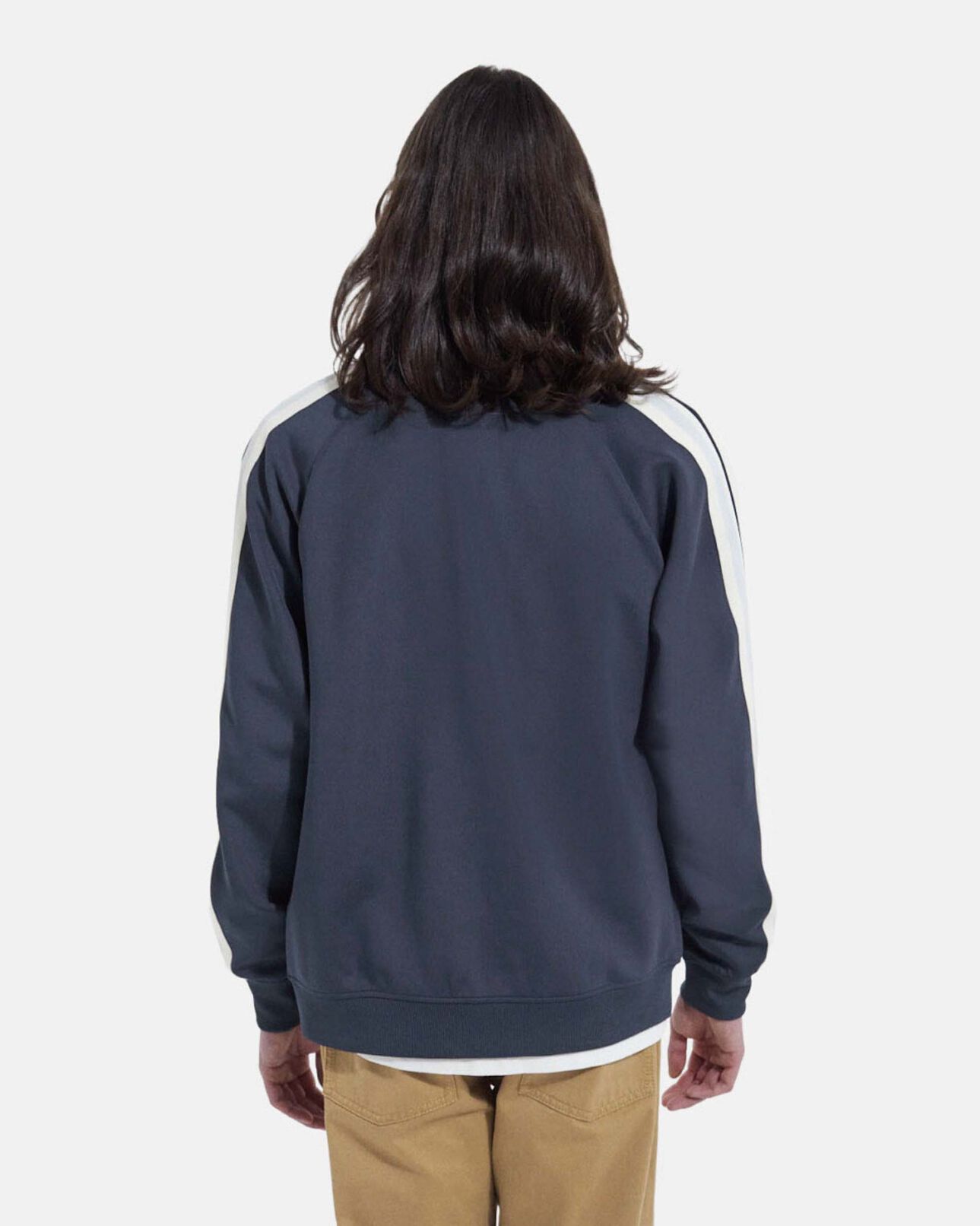 The Kooples MEN NAVY blue technical fabric sweatshirt with ecru bands