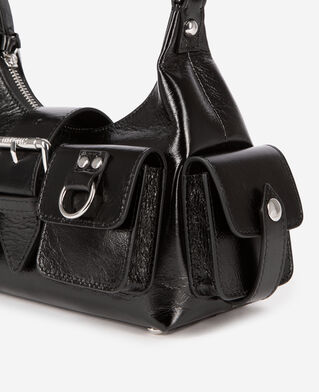 The Kooples DAMEN BLACK tasche amelia small aus schwarzem crackleder