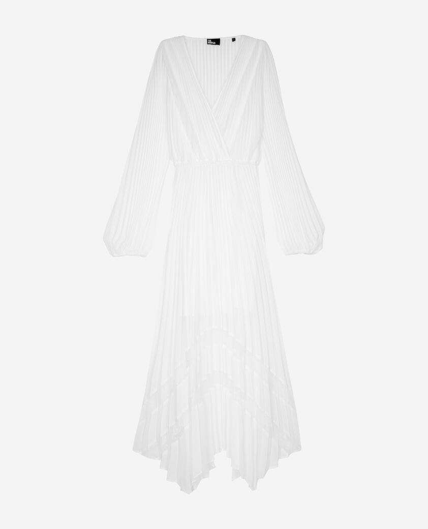 The Kooples FEMME ECRU robe longue pliss&eacute;e avec plumetis &eacute;crue