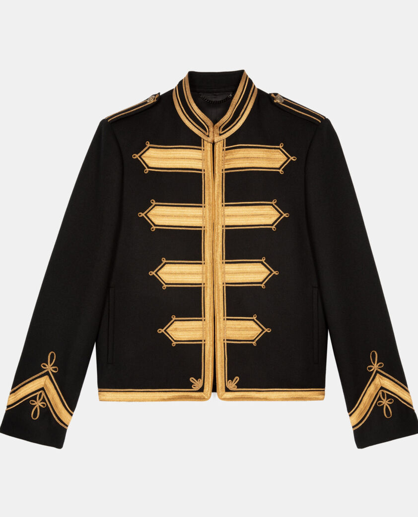 The Kooples HOMME BLACK veste style officier en laine noire