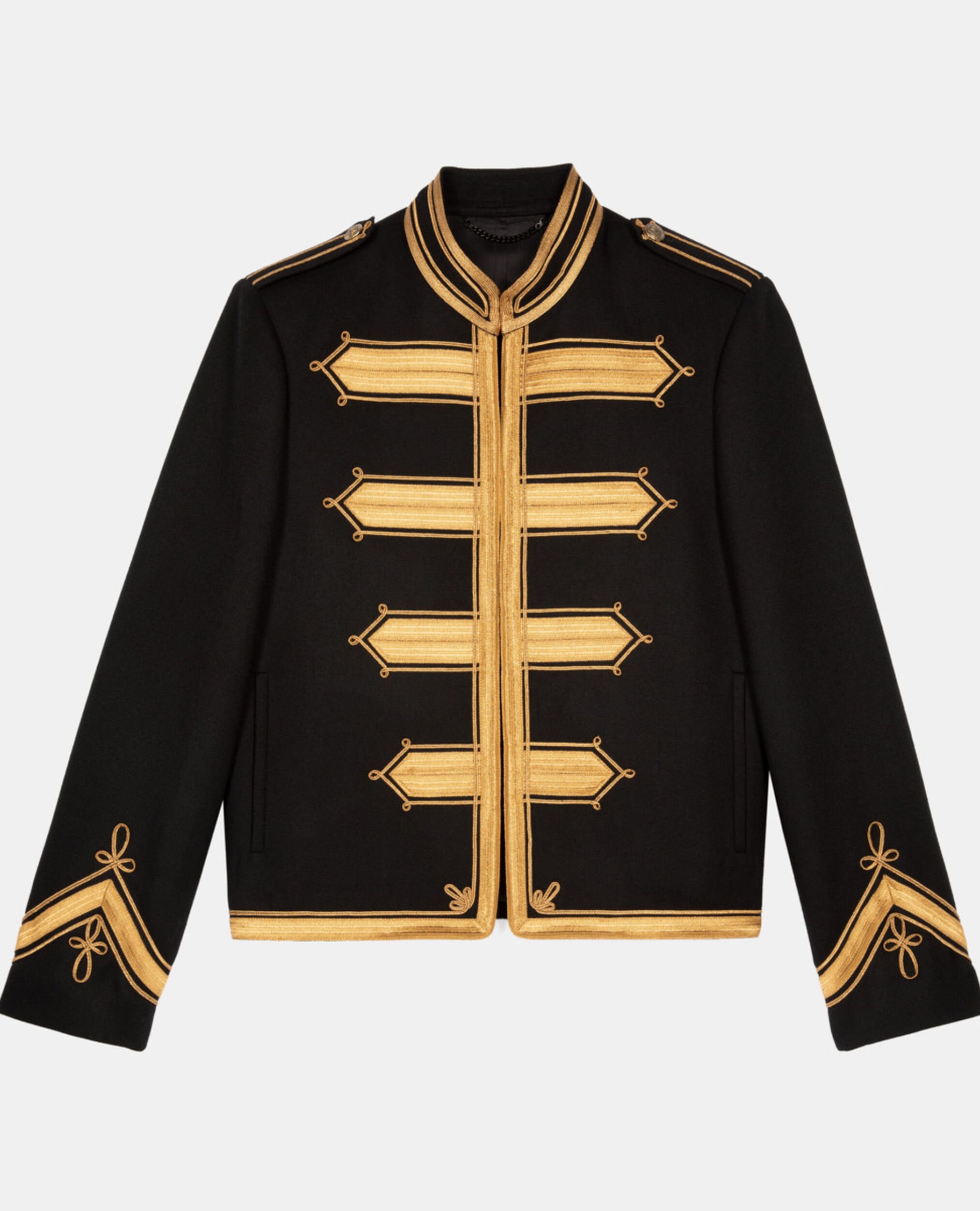 Officer style black wool jacket, BLACK, hi-res image number null