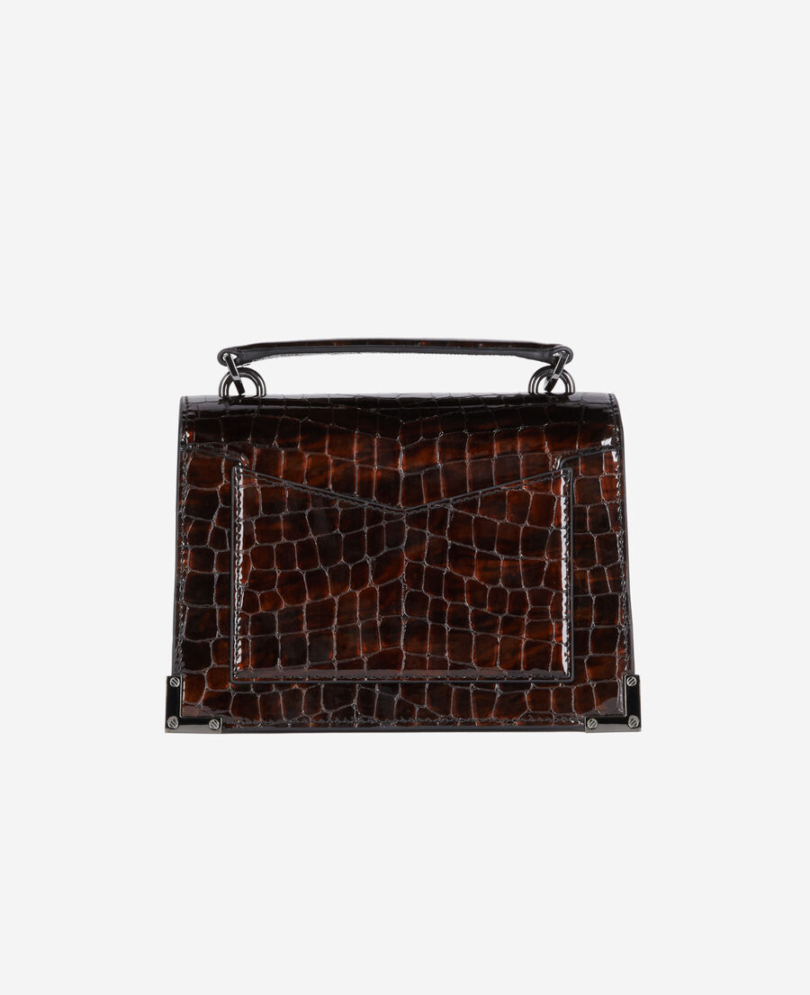 sac emily small en cuir marron effet crocodile