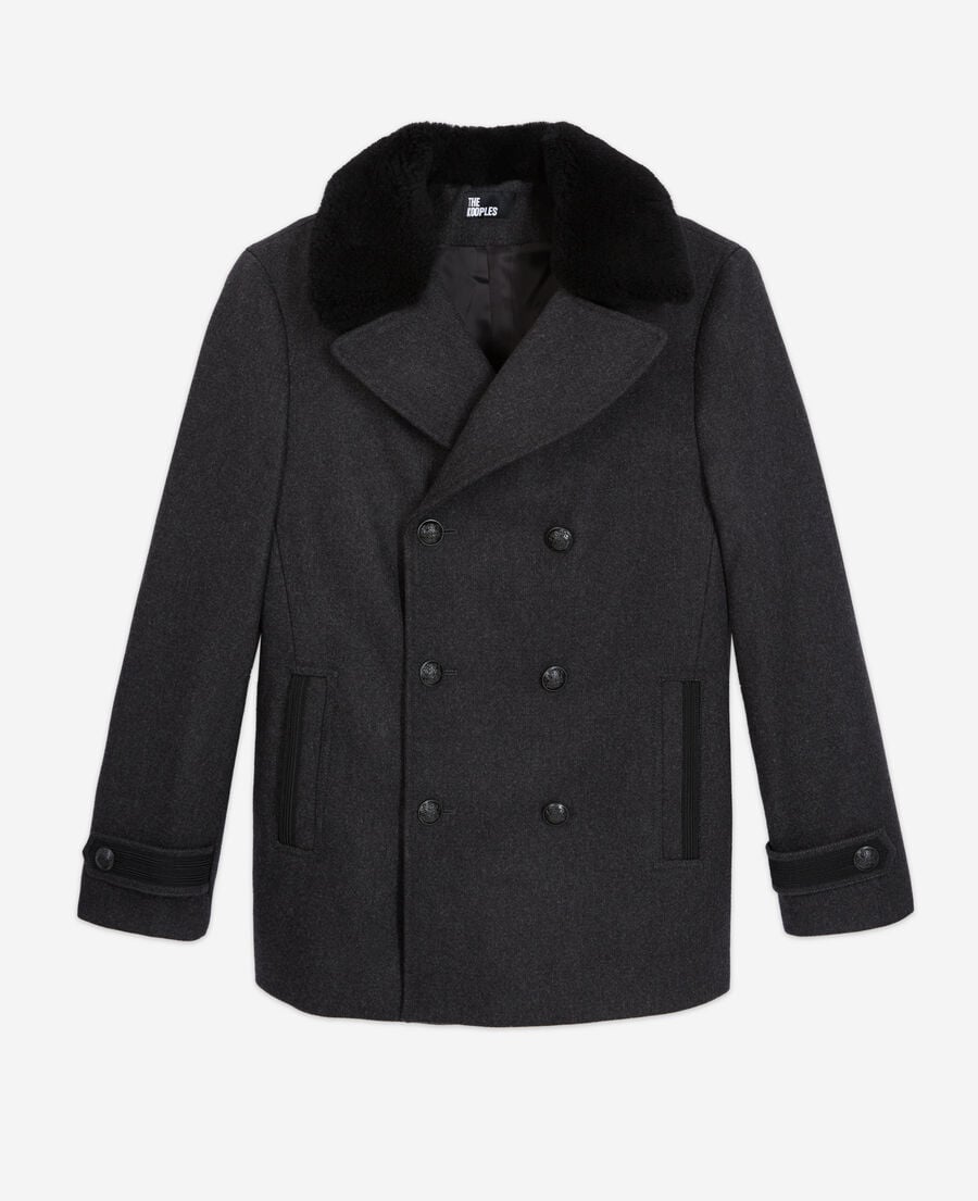 The Kooples HERREN DARK GREY grauer wollmantel