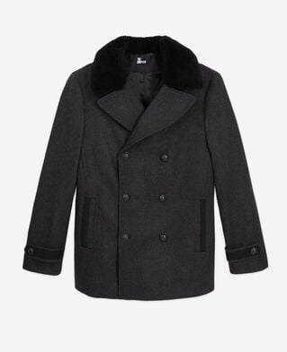 The Kooples HERREN DARK GREY grauer wollmantel