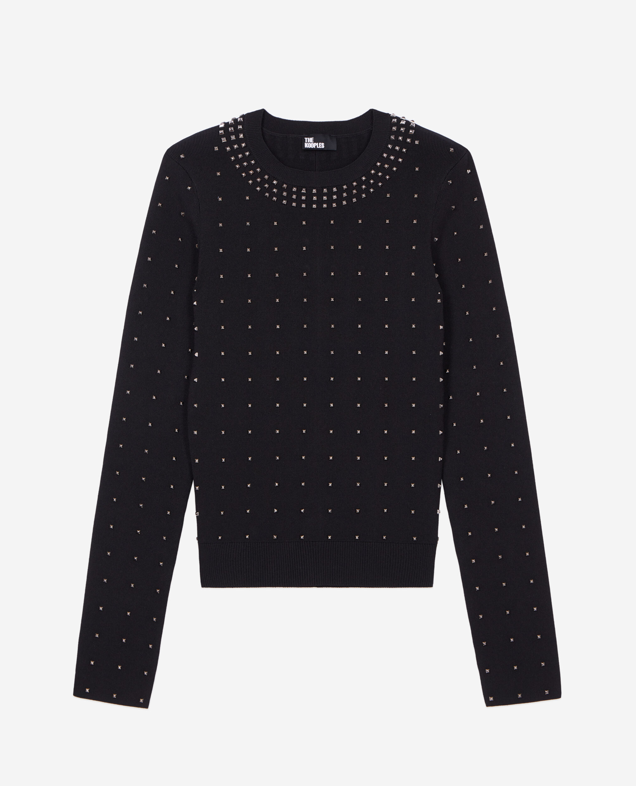 Black sweater with spikes, BLACK, hi-res image number null