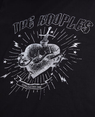 The Kooples HOMME BLACK WASHED t-shirt homme noir avec s&eacute;rigraphie dagger through heart