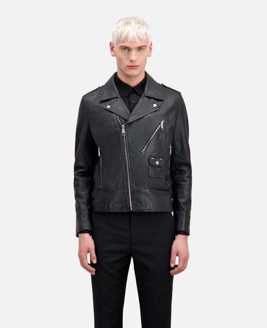 The Kooples HERREN BLACK schwarze bikerjacke aus leder