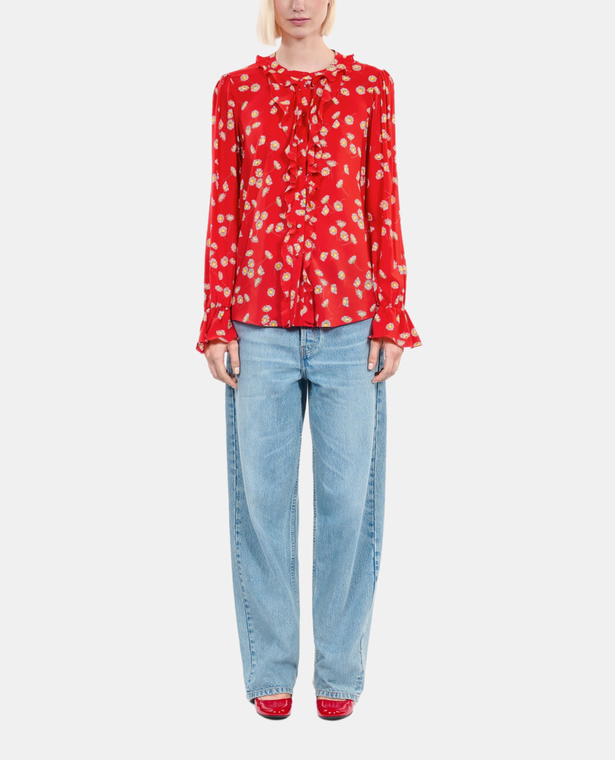Chemise à imprimé fleuri avec volants, RED / WHITE, hi-res image number null