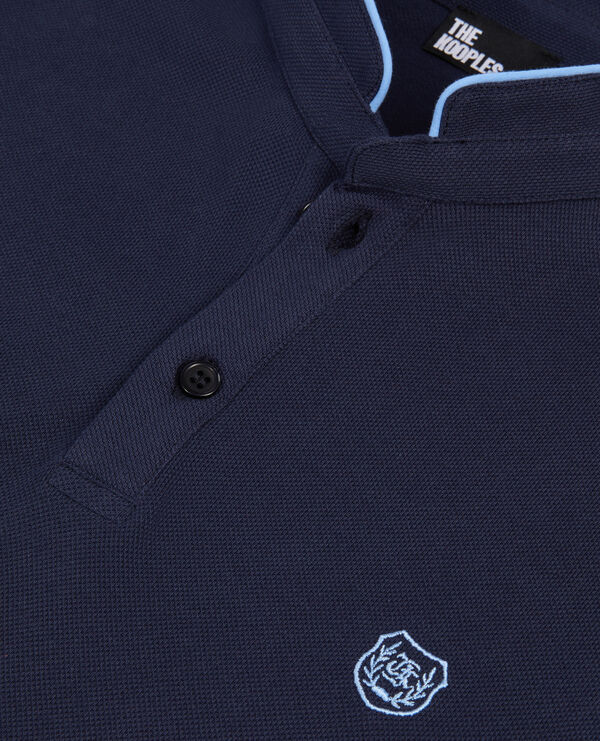 The Kooples HOMME NAVY/ PIPING NAVY polo en coton piqué bleu marine