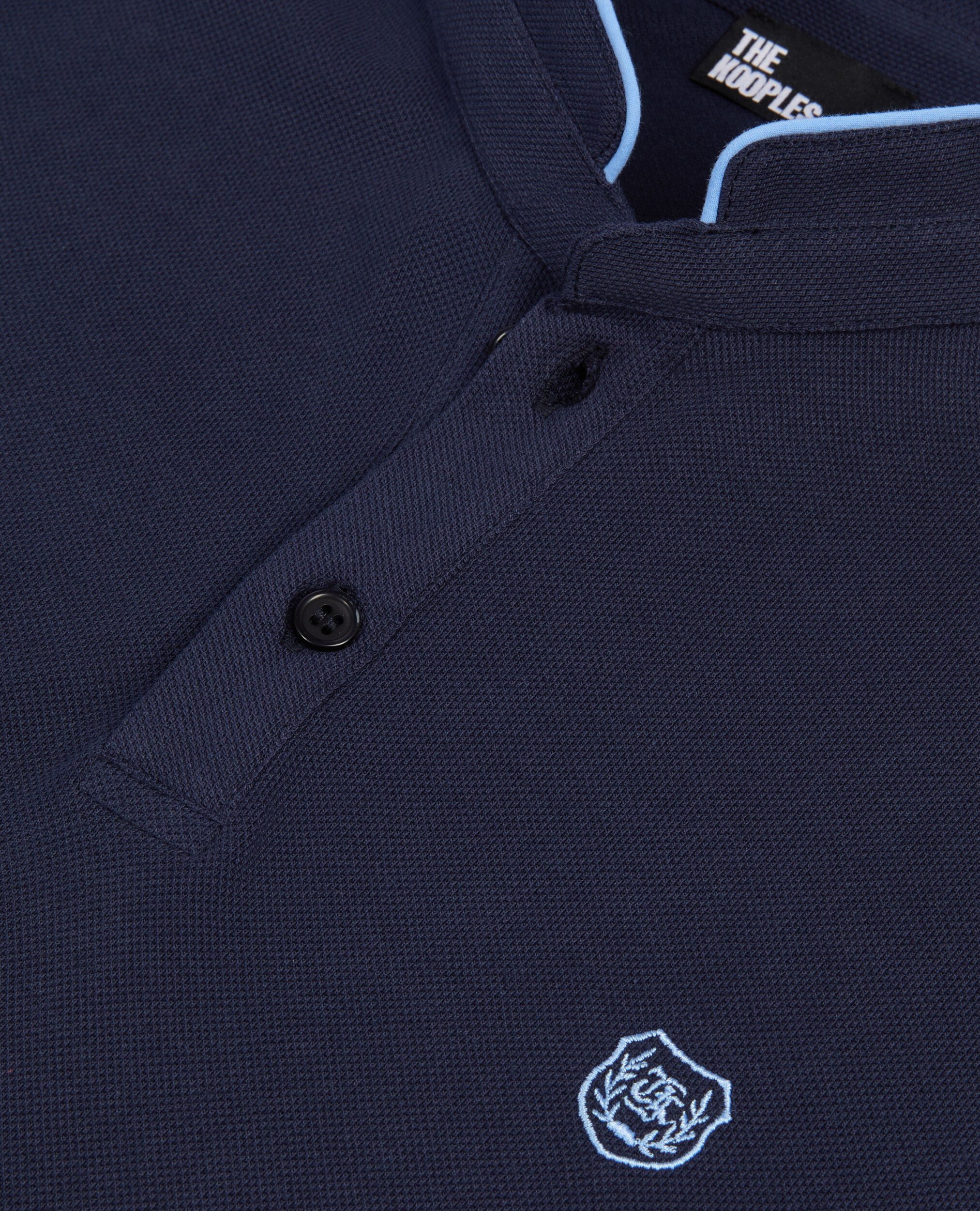 Navy blue pique cotton polo t-shirt, NAVY/ PIPING NAVY, hi-res image number null