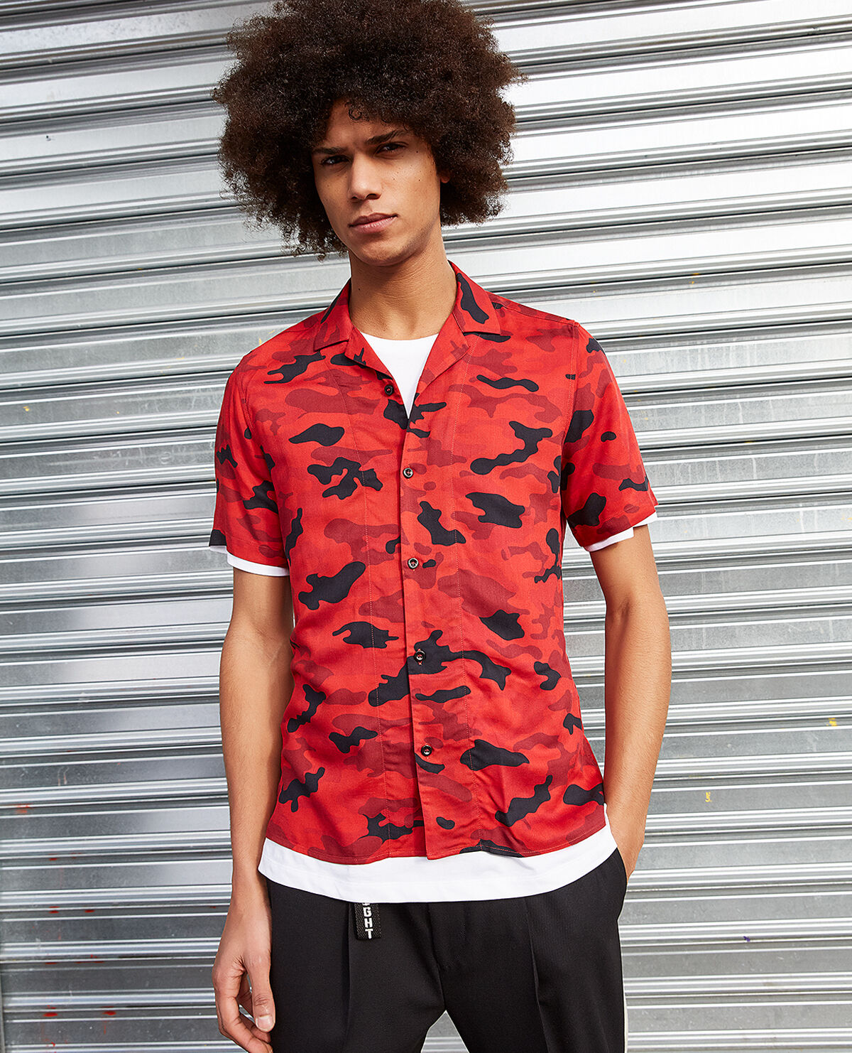 Red camouflage shirt