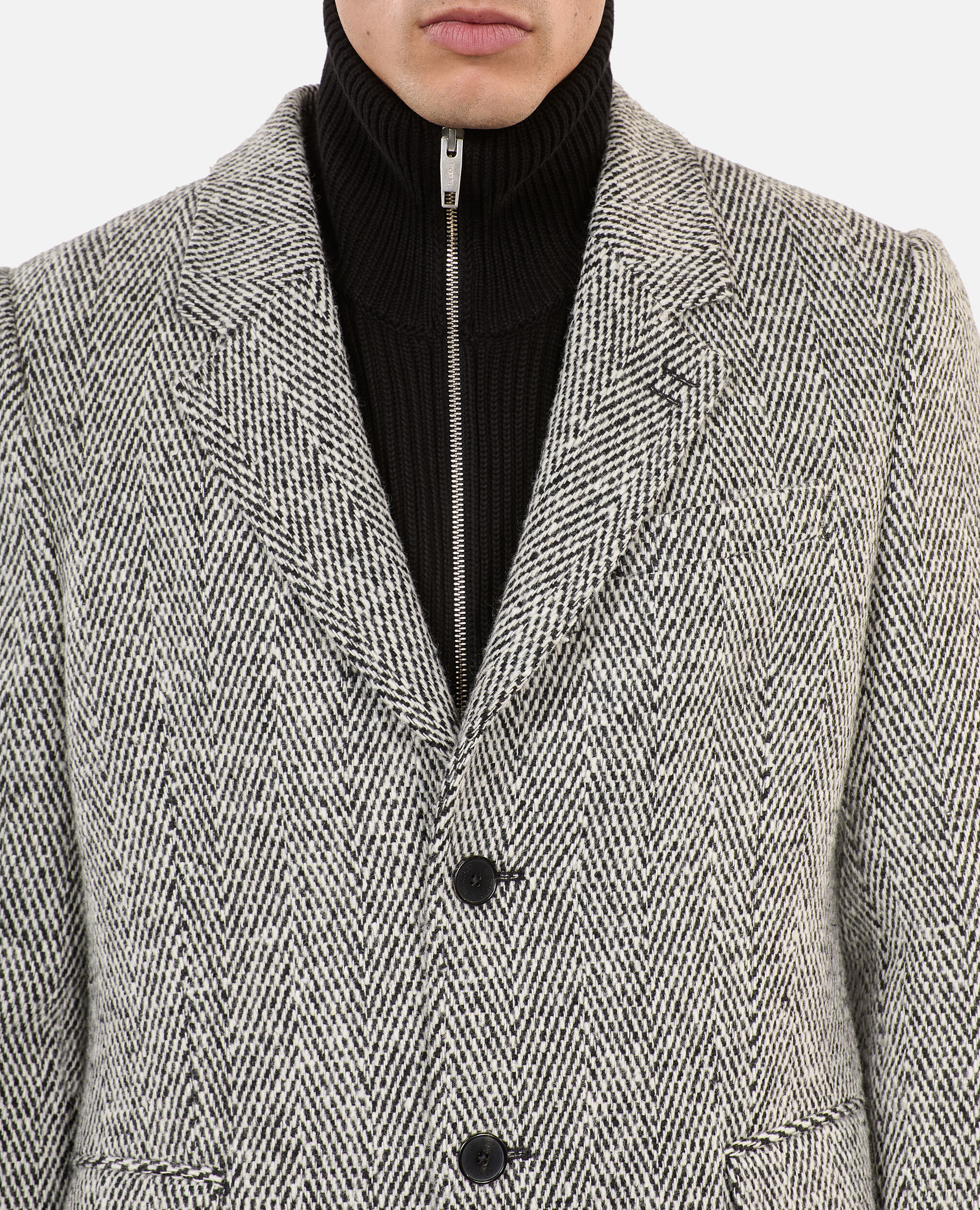 【SALE】 black Long and US Kooples The | coat herringbone white ジャケット・アウター