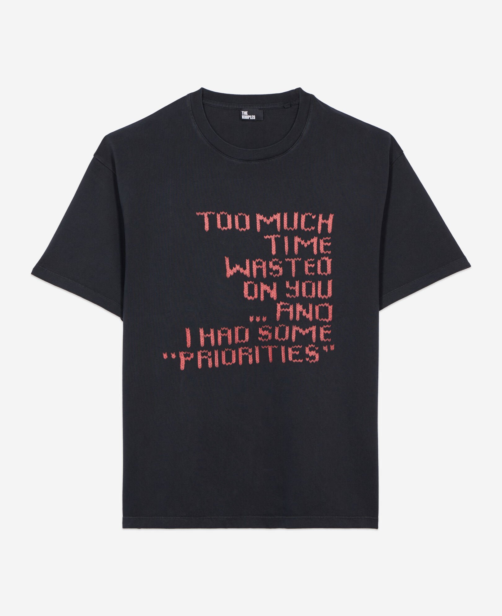 The Kooples MEN BLACK WASHED black screen print t-shirt