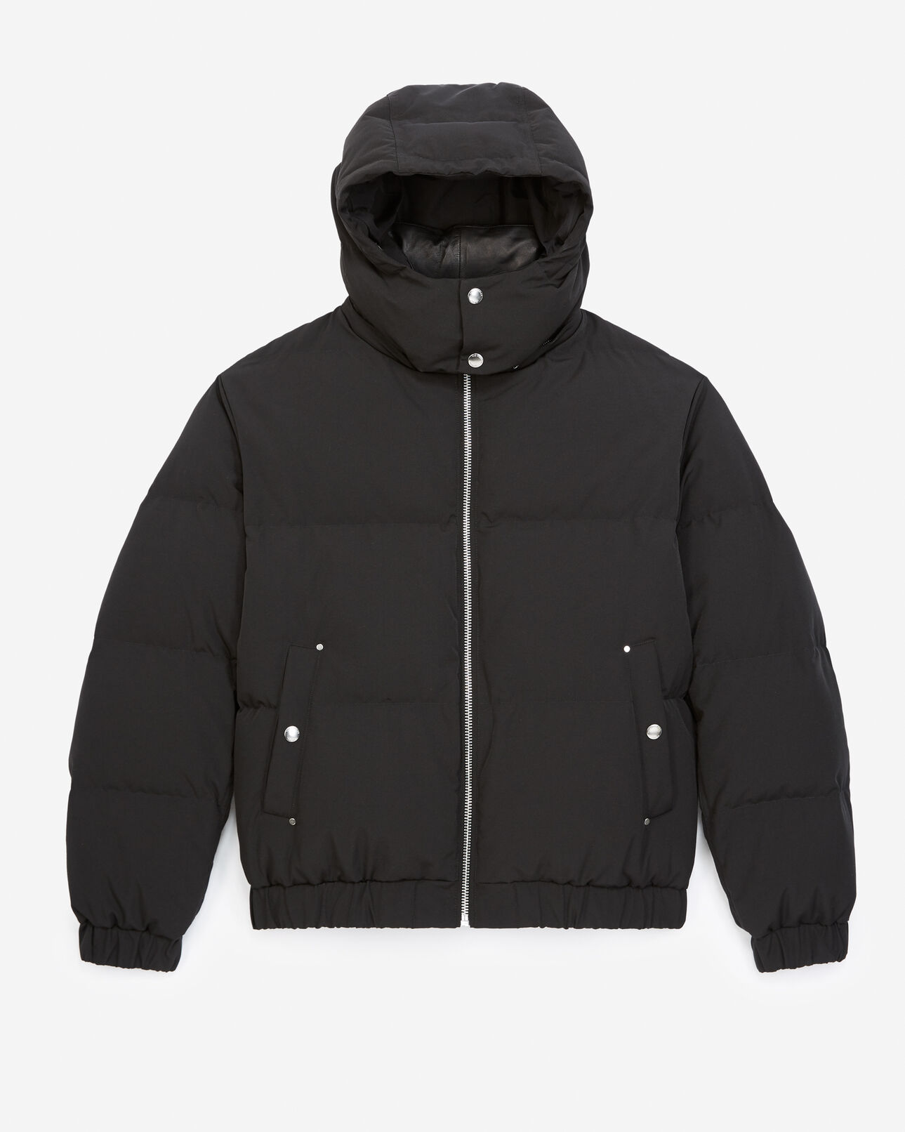 The Kooples MEN BLACK black nylon down jacket with leather details
