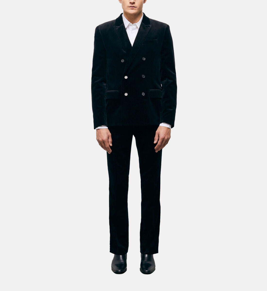 Velvet double breasted suit clearance