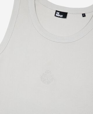 The Kooples H LIGHT GREY tank top with grey coat-of-arms embroidery
