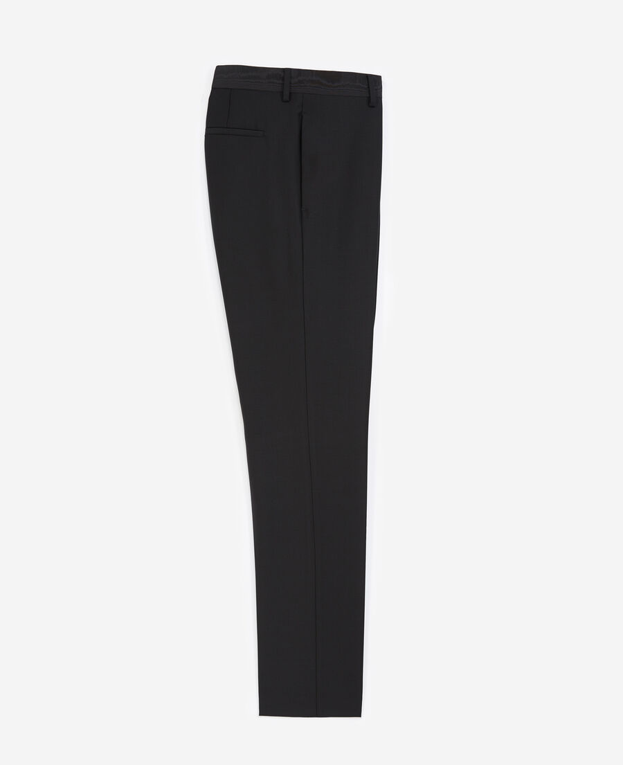 Fitted black tuxedo pants in wool The Kooples US